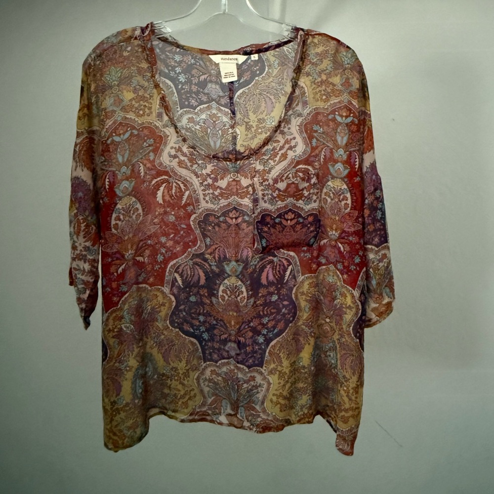 Sundance Delicate Crinkle Silk Paisley Top